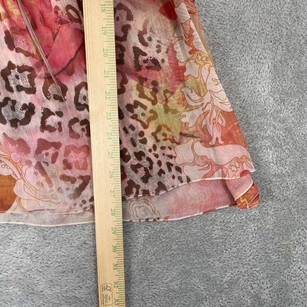 Dressbarn Blouse Womens XL Pink Floral Leopard Y2K Fairycore Sheer Boho Top - Picture 6 of 8